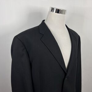 Joseph Abboud 48L Sport Coat 100% Wool All Black Three Button Fully Lined Formal
